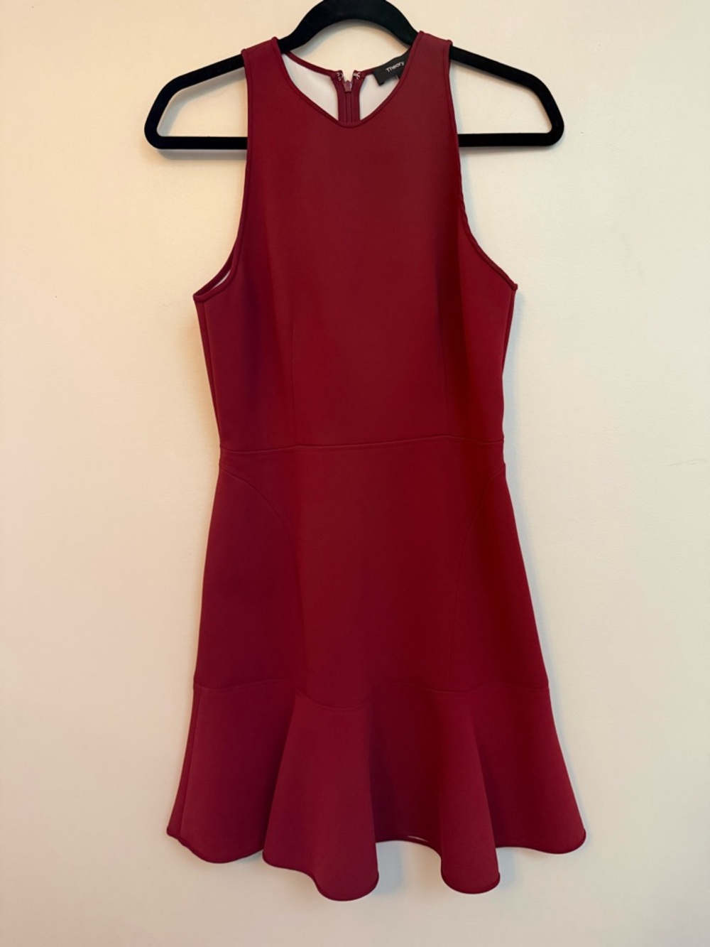 Theory Felicitina Fit &Flare Scuba Mini Dress in Deep Wine